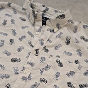 American Eagle Seriously‎ Soft Shortsleeve White Pineapple Hawaiian Shirt Sz Lg